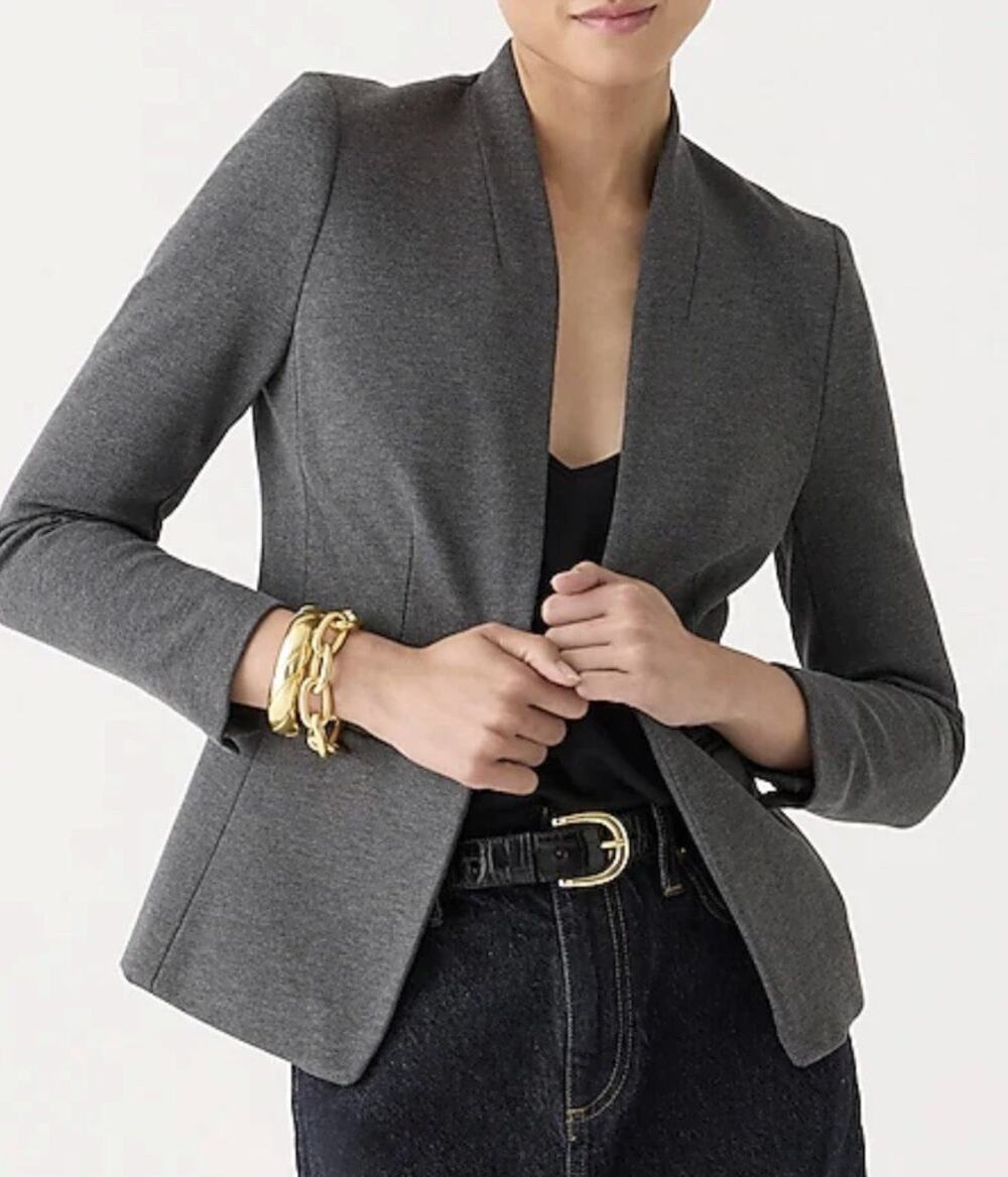 J. Crew 365 Womens Size 8 Blazer Jacket Gray Stretch Twill Academia Heather Dove